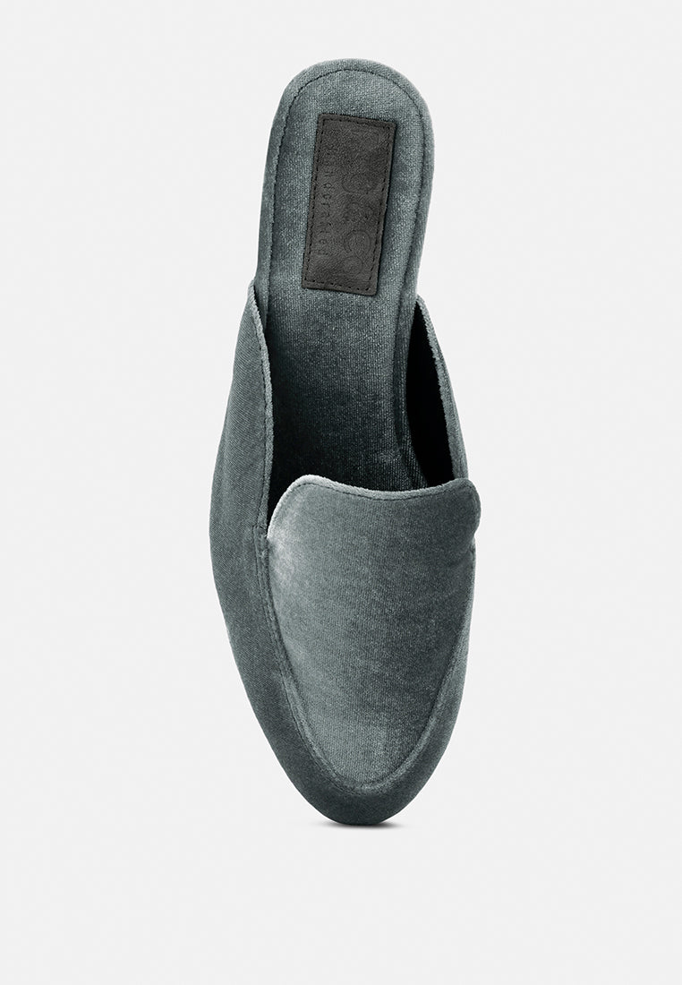  BATISTE Grey Velvet Handcrafted Mules