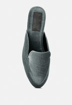  BATISTE Grey Velvet Handcrafted Mules