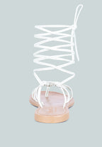  BAXEA Handcrafted White Tie Up String Flats