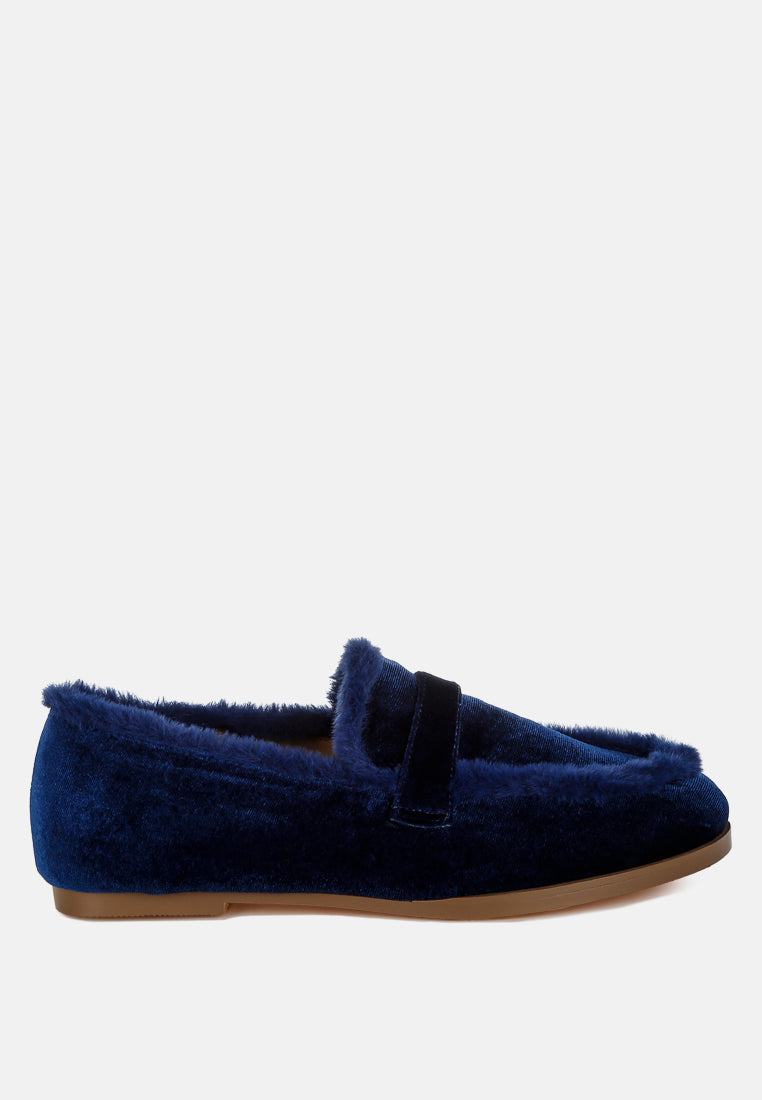  Bastian Fur Detail Velvet Loafers