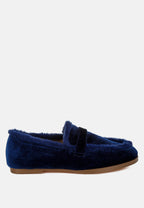  Bastian Fur Detail Velvet Loafers