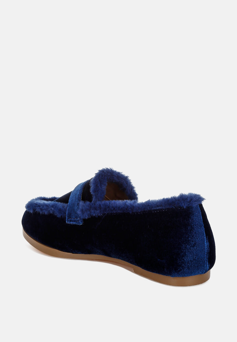  Bastian Fur Detail Velvet Loafers