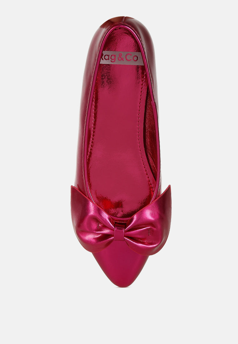  Bromelia Metallic Pleather Bow Ballerinas