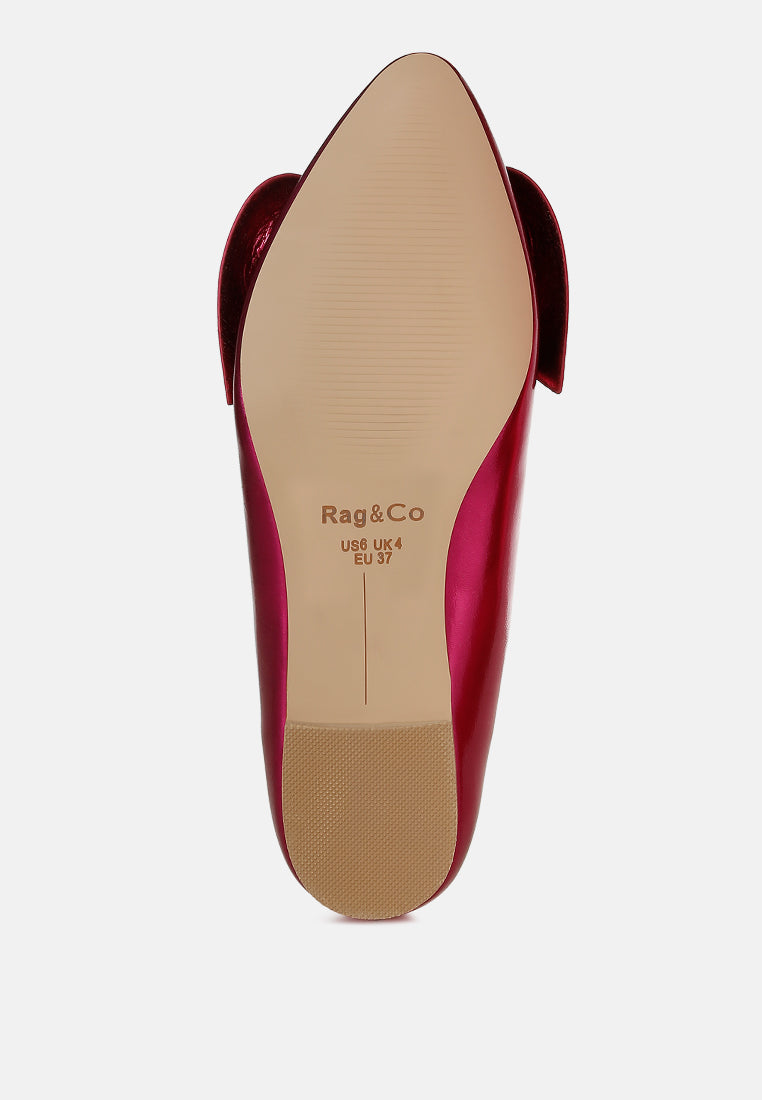  Bromelia Metallic Pleather Bow Ballerinas