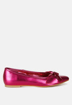  Bromelia Metallic Pleather Bow Ballerinas