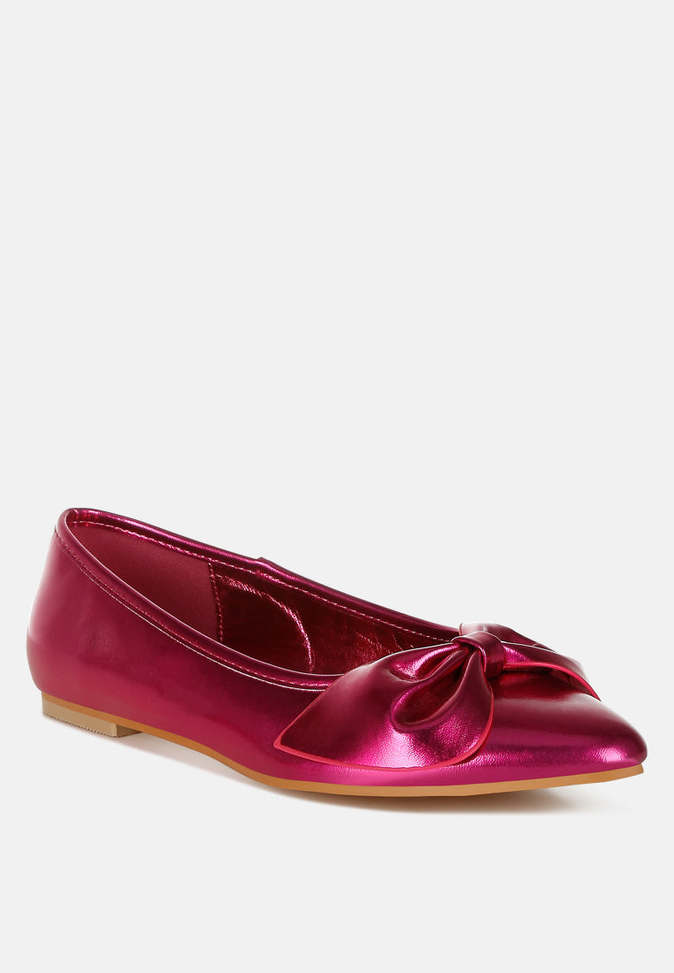  Bromelia Metallic Pleather Bow Ballerinas