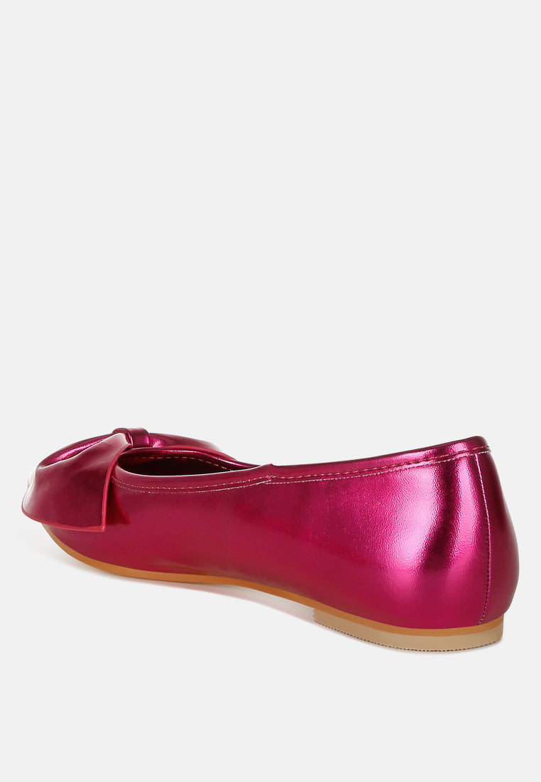 Bromelia Metallic Pleather Bow Ballerinas