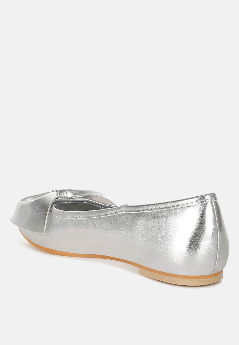  Bromelia Metallic Pleather Bow Ballerinas
