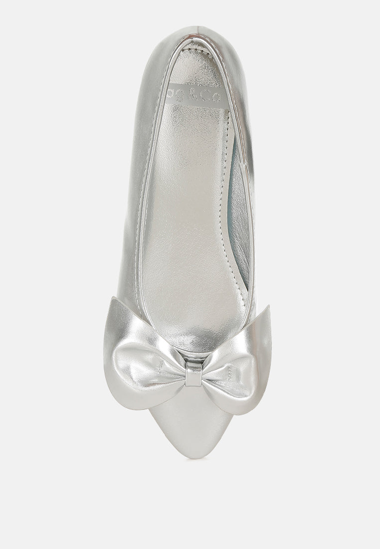  Bromelia Metallic Pleather Bow Ballerinas