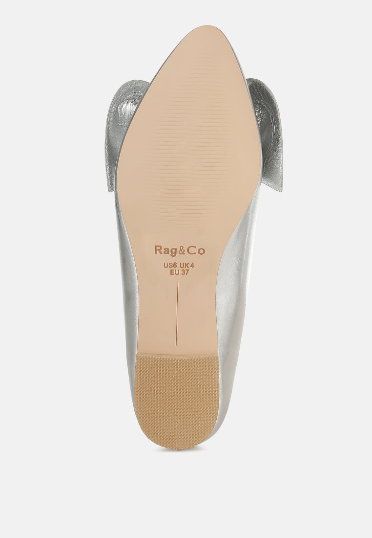  Bromelia Metallic Pleather Bow Ballerinas