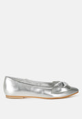  Bromelia Metallic Pleather Bow Ballerinas
