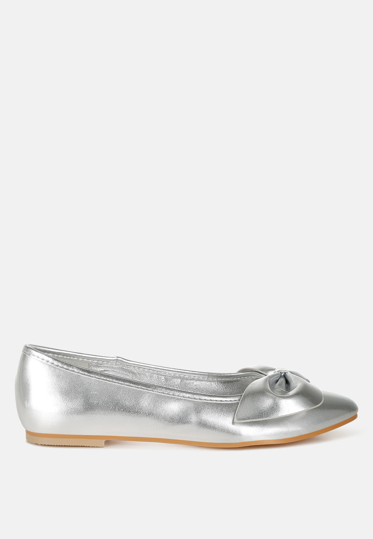  Bromelia Metallic Pleather Bow Ballerinas