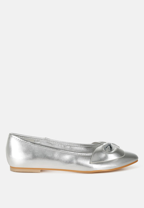  Bromelia Metallic Pleather Bow Ballerinas
