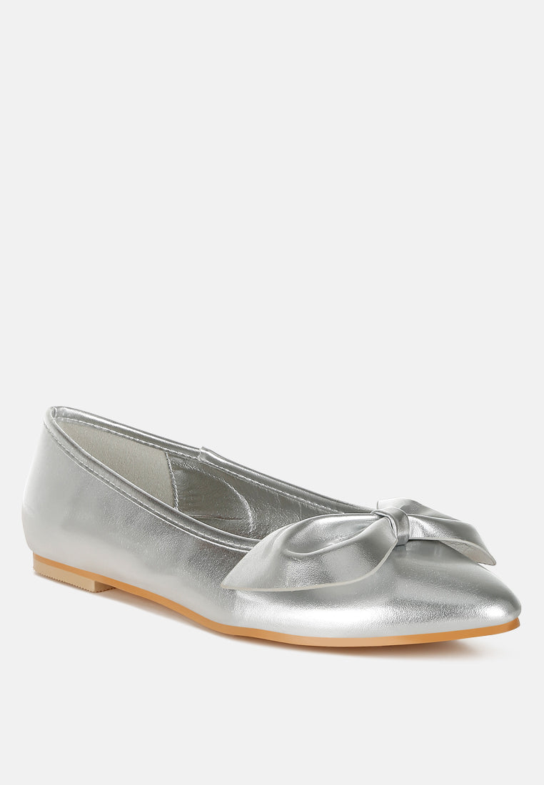  Bromelia Metallic Pleather Bow Ballerinas