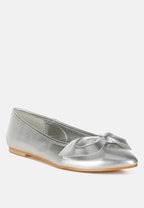  Bromelia Metallic Pleather Bow Ballerinas