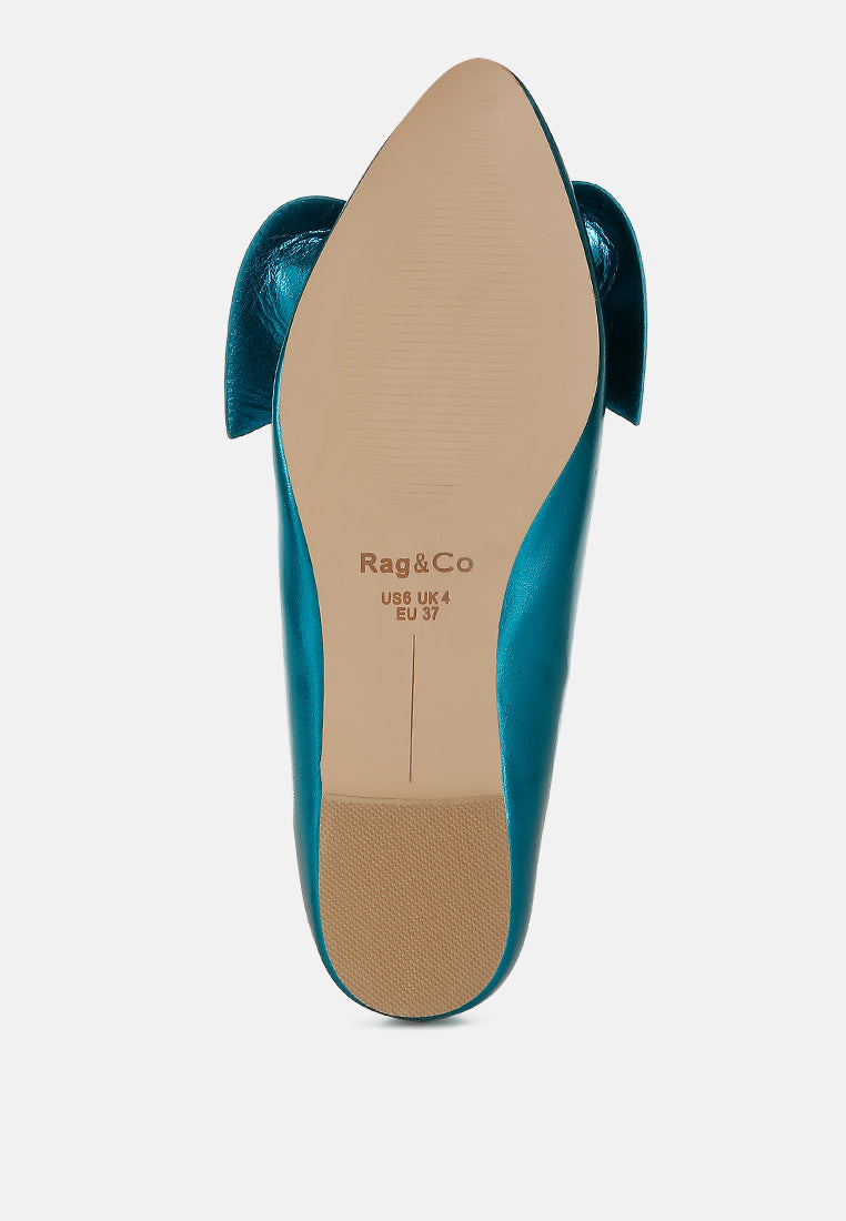  Bromelia Metallic Pleather Bow Ballerinas