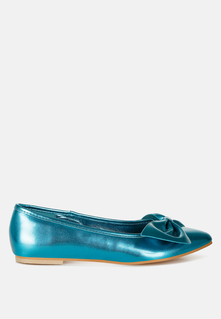  Bromelia Metallic Pleather Bow Ballerinas