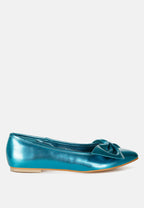  Bromelia Metallic Pleather Bow Ballerinas