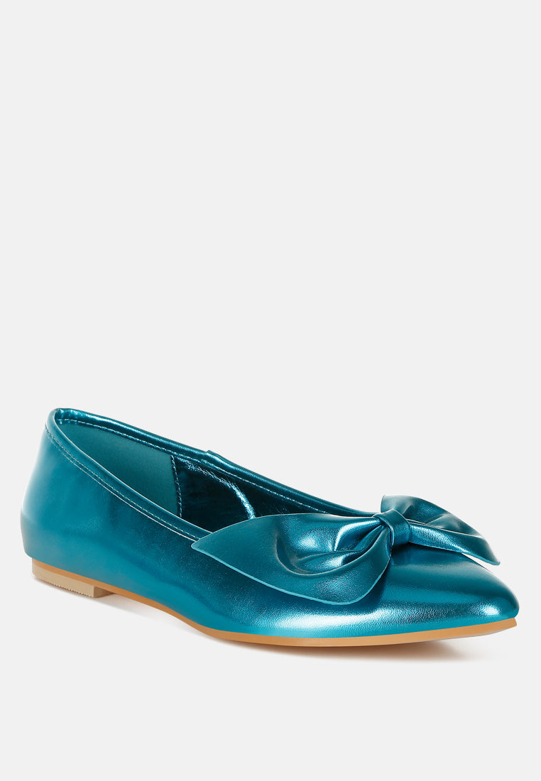  Bromelia Metallic Pleather Bow Ballerinas