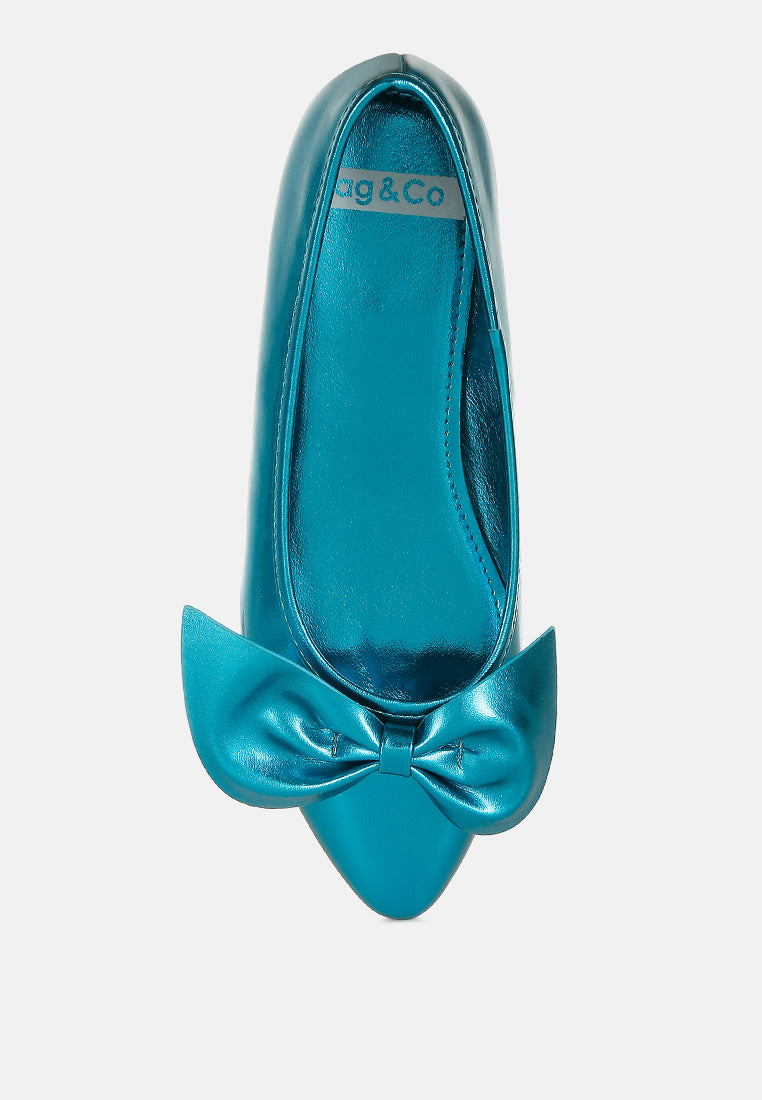  Bromelia Metallic Pleather Bow Ballerinas