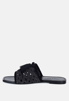  CEDAR Handwoven Natural Black Tassel Flats