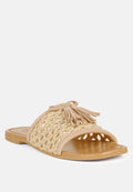  CEDAR Handwoven Natural Latte Tassel Flats