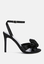  CHAUMET Black Rose Bow Embellished Sandals