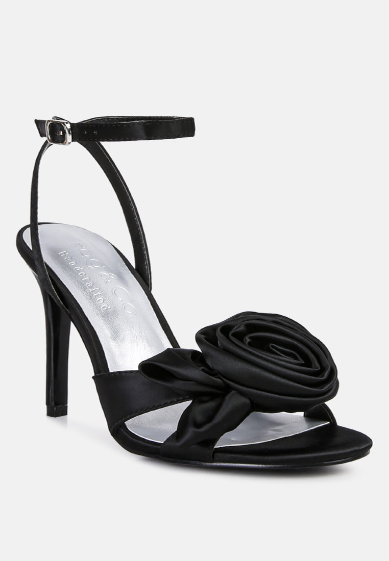  CHAUMET Black Rose Bow Embellished Sandals