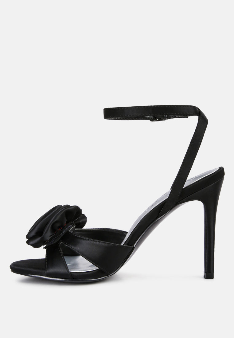  CHAUMET Black Rose Bow Embellished Sandals