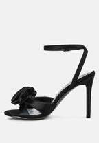  CHAUMET Black Rose Bow Embellished Sandals