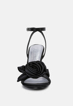  CHAUMET Black Rose Bow Embellished Sandals