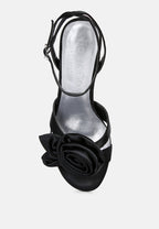 CHAUMET Black Rose Bow Embellished Sandals