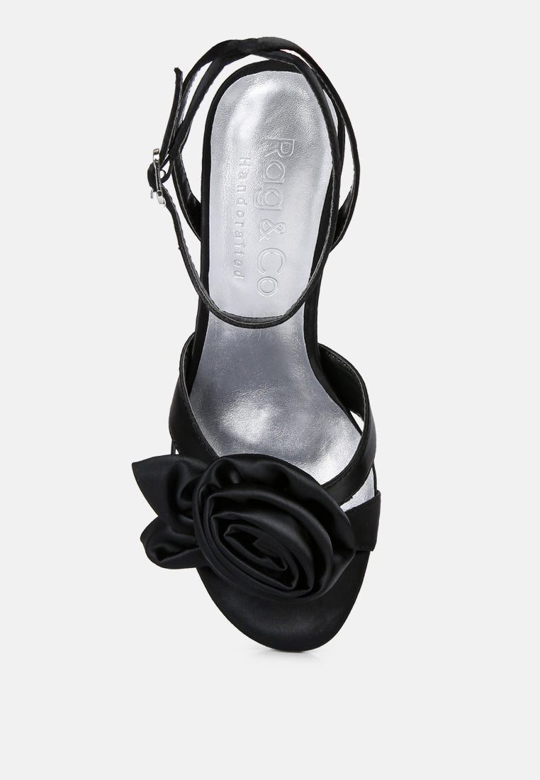  CHAUMET Black Rose Bow Embellished Sandals