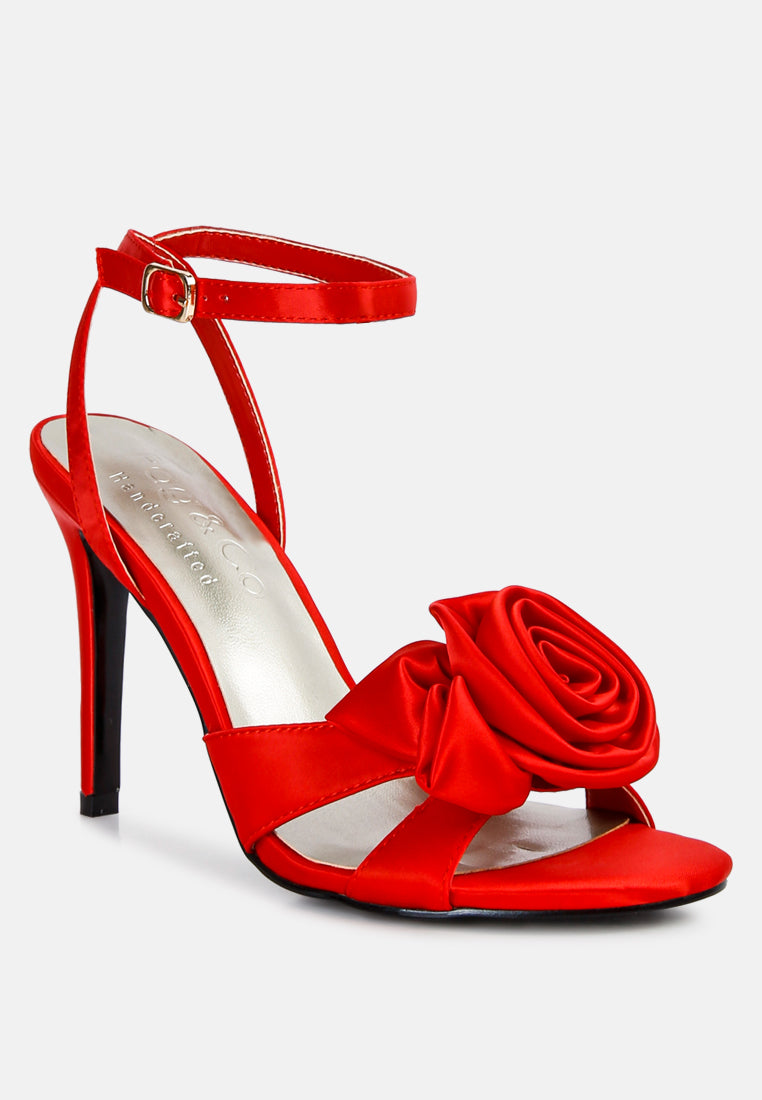  CHAUMET Red Rose Bow Embellished Sandals