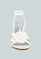  CHAUMET White Rose Bow Embellished Sandals