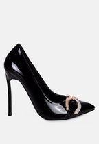  COCKTAIL Buckle Embellished Stiletto Pump Shoes In Black