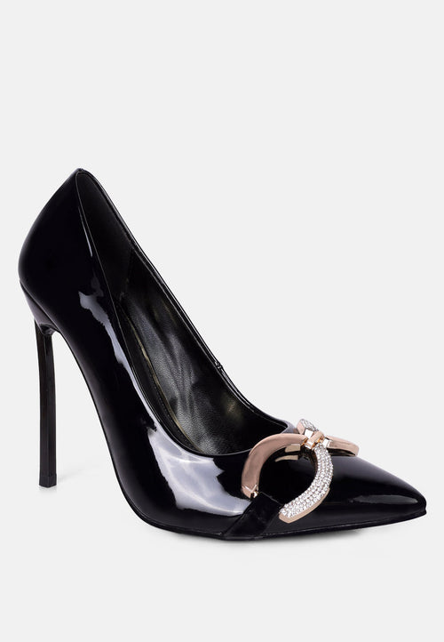  COCKTAIL Buckle Embellished Stiletto Pump Shoes In Black