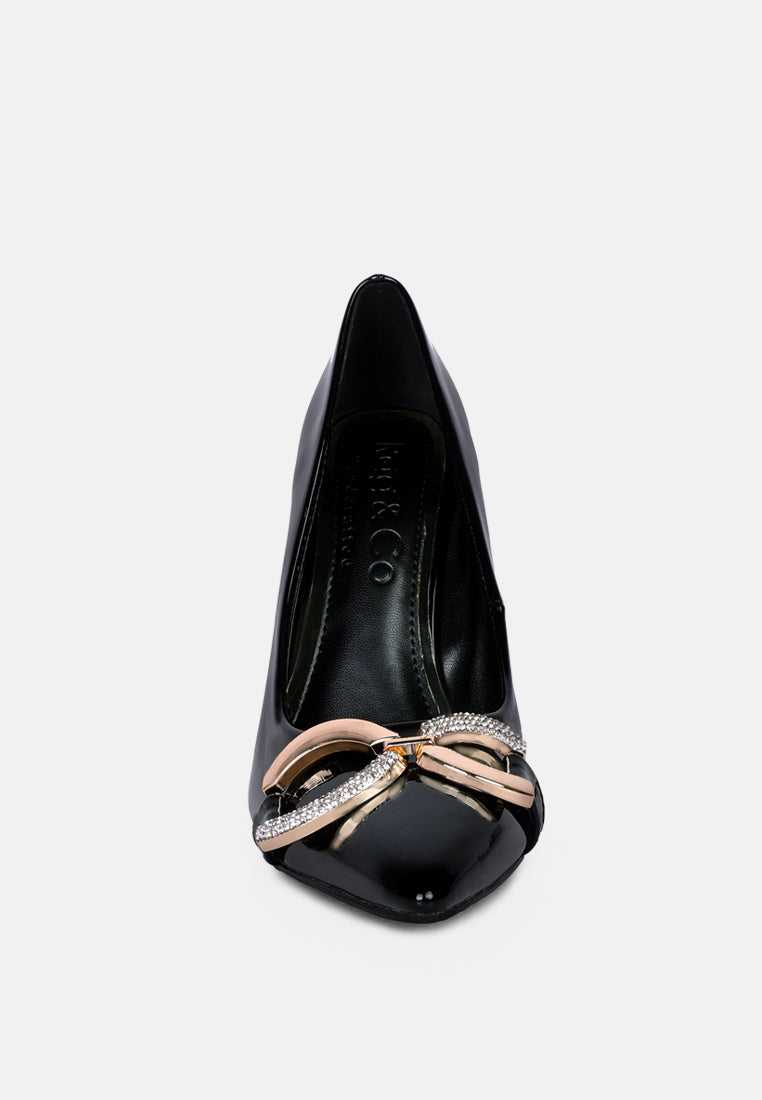  COCKTAIL Buckle Embellished Stiletto Pump Shoes In Black