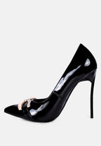  COCKTAIL Buckle Embellished Stiletto Pump Shoes In Black