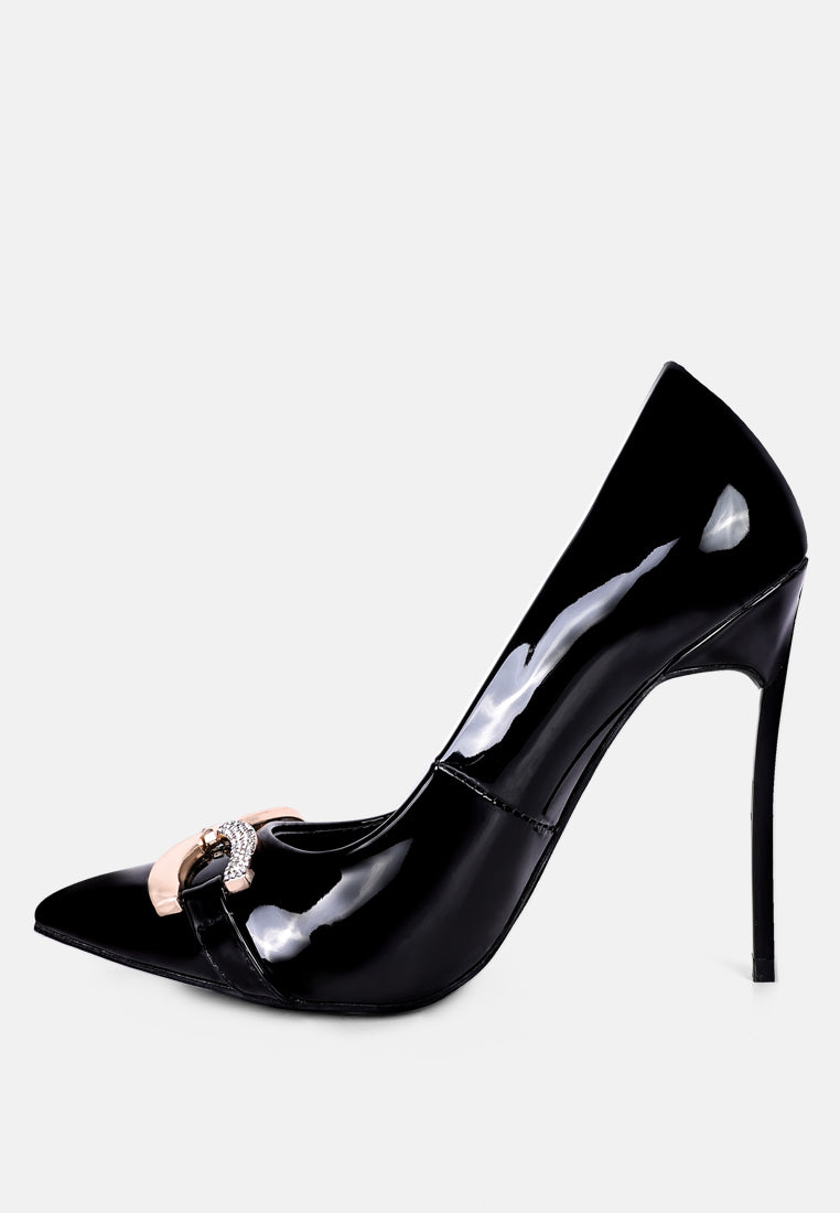  COCKTAIL Buckle Embellished Stiletto Pump Shoes In Black