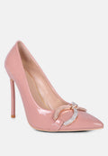  COCKTAIL Buckle Embellished Stiletto Pump Shoes In Blush