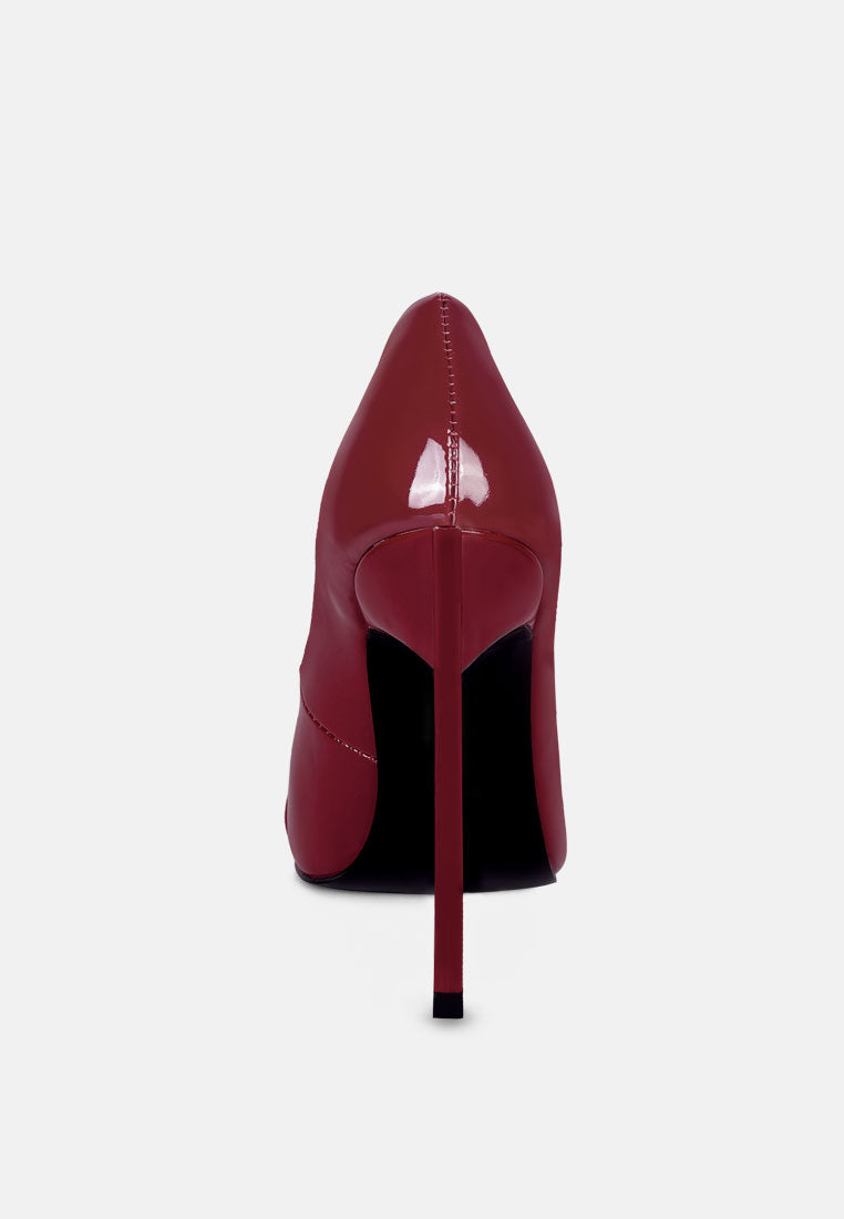  COCKTAIL Buckle Embellished Stiletto Pump Shoes In Burgundy