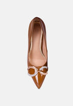  COCKTAIL Buckle Embellished Stiletto Pump Shoes In Camel