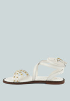  CORRIANE Studs Embellishment Off White Strappy Sandals