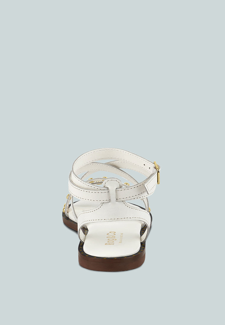 CORRIANE Studs Embellishment Off White Strappy Sandals