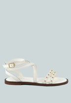  CORRIANE Studs Embellishment Off White Strappy Sandals