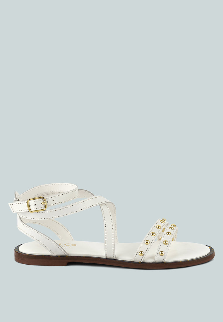  CORRIANE Studs Embellishment Off White Strappy Sandals