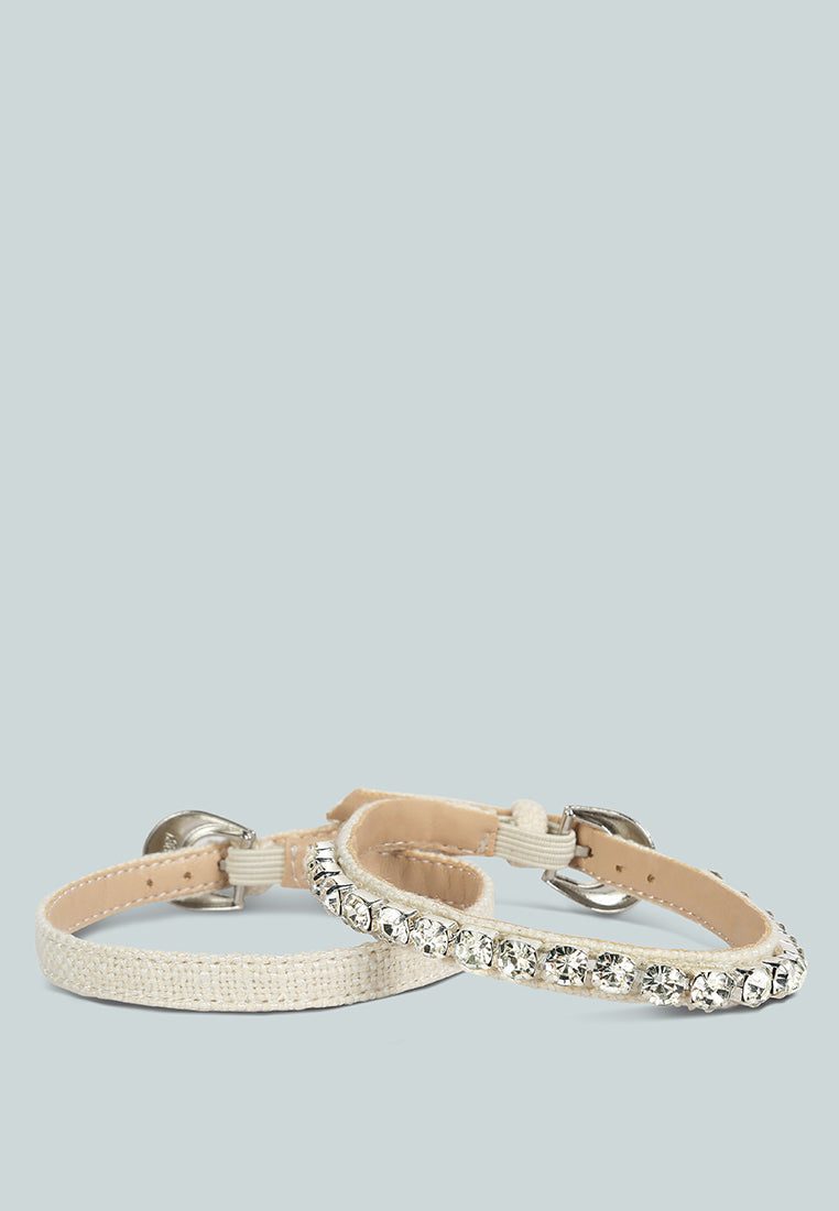  COSETTE Diamante Embellished Ankle Strap High Block Heel Sandals In Off White
