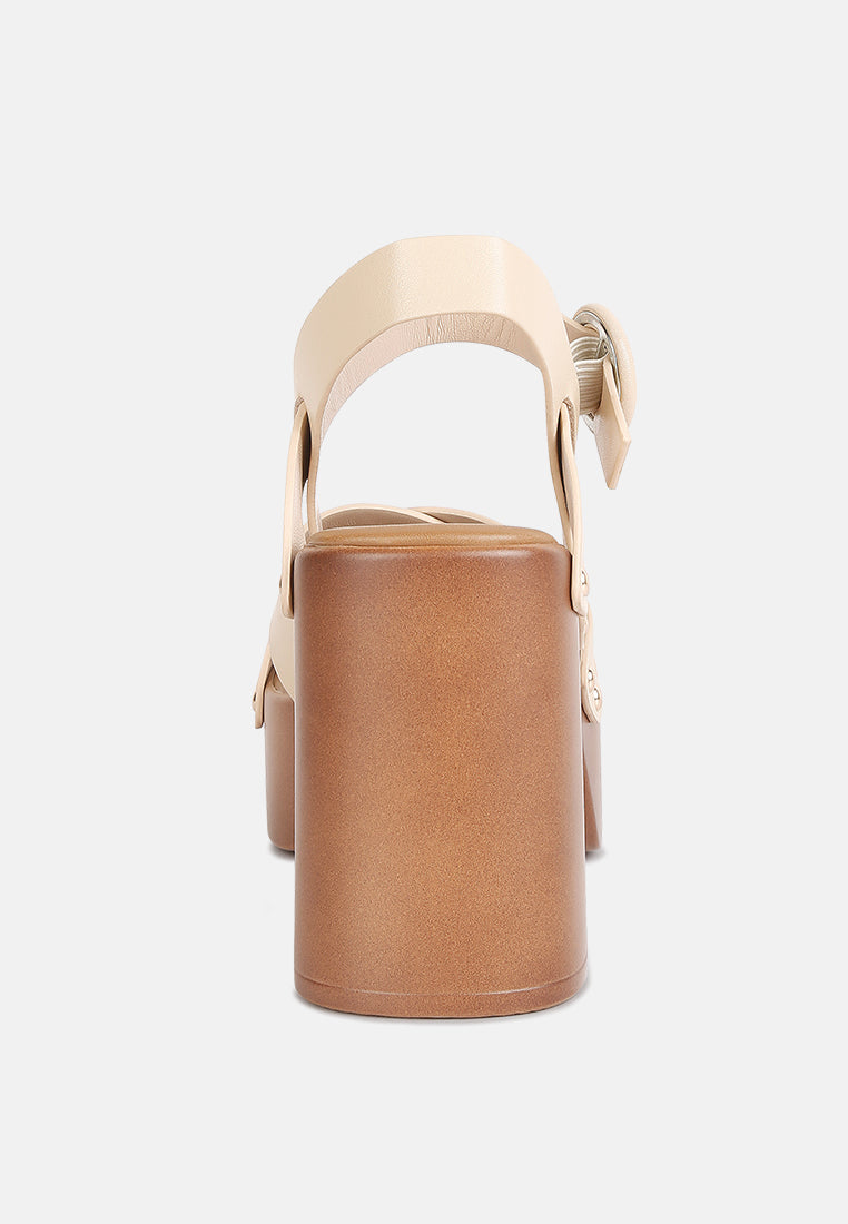  CRISTINA Cross Strap Embellished Heels In Beige