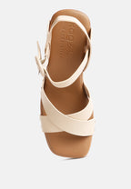  CRISTINA Cross Strap Embellished Heels In Beige